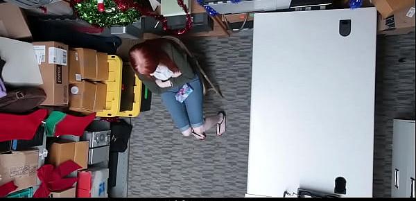  Cute Redhead Shoplifter Fucked Softly on Christmas